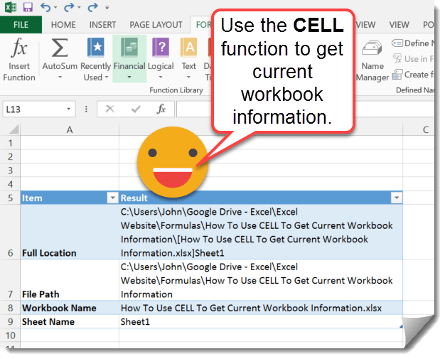 How To Use CELL To Get Current Workbook Information How To Excel