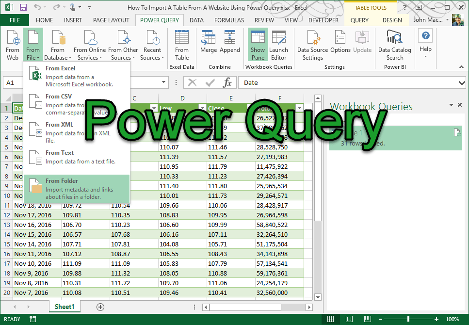 power query excel 2019 mac