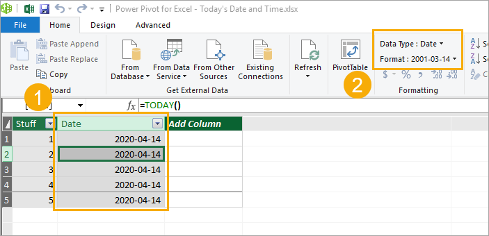 insert current date in excel not time