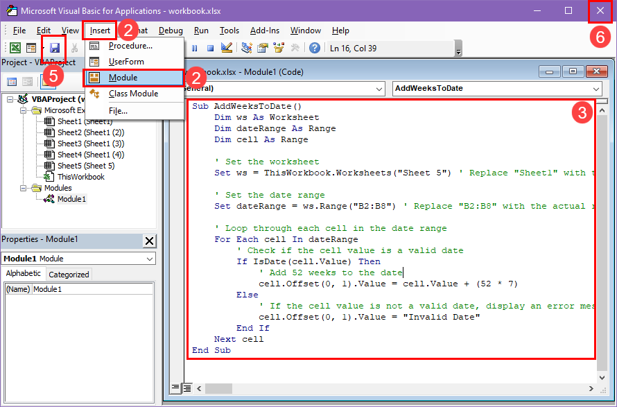 Creating and saving a VBA code