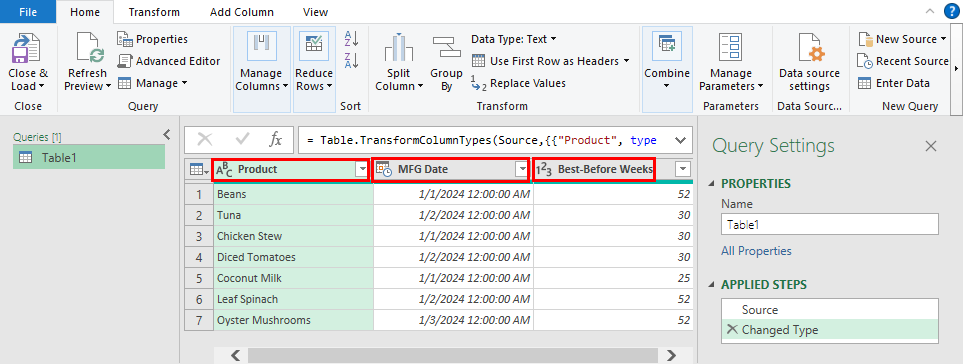 Power Query editor