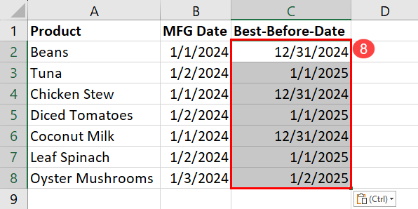 Using Paste Special to Add Weeks to Date in Excel