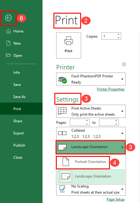 Using print preview to change page orientation in Excel