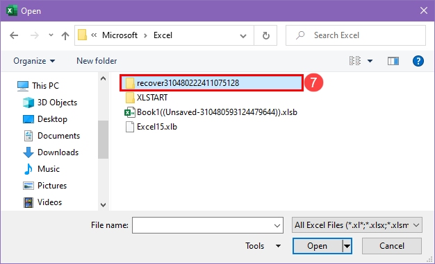 Access recovery folder