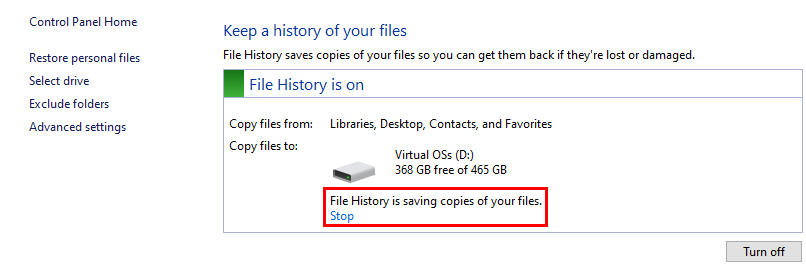 File History creating automatic backups