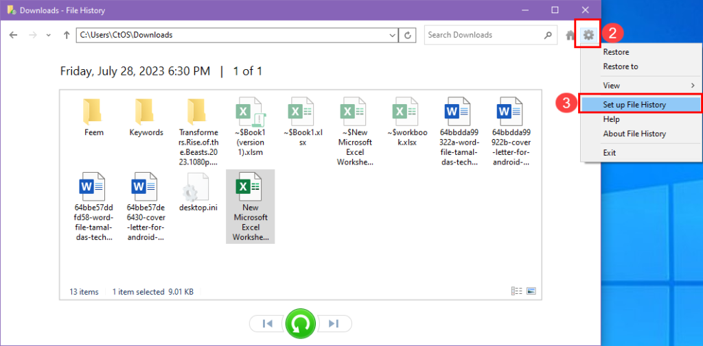 File History set up