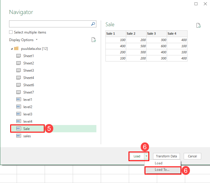 Load to in Power Query