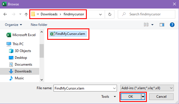 Open add-in file