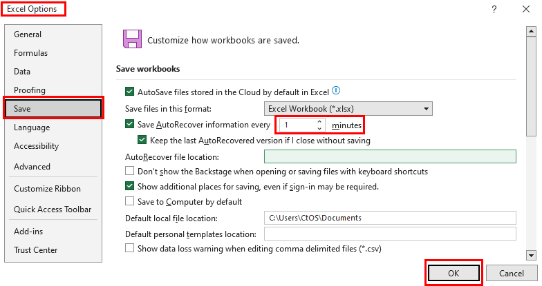 Save AutoRecover frequency