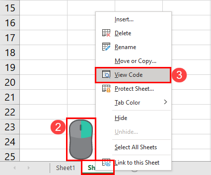 View code on excel