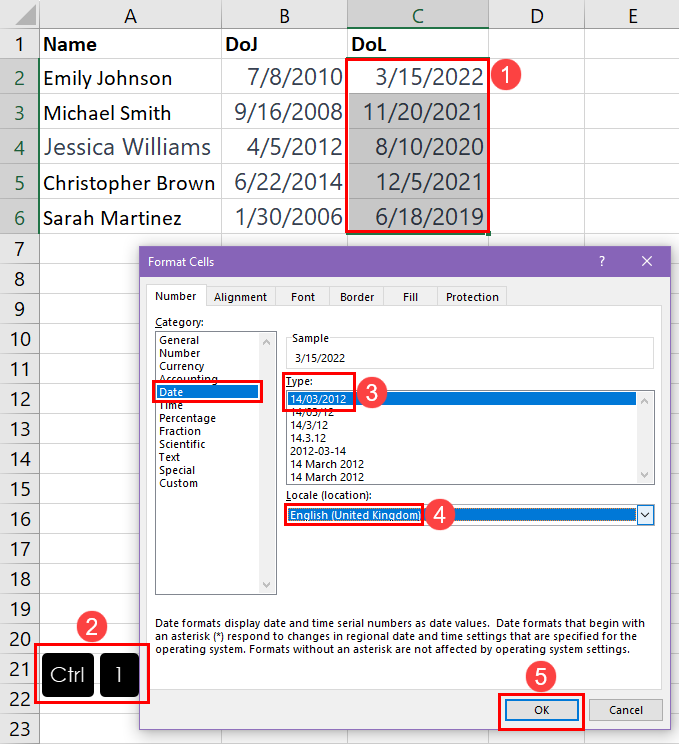 Change date formatting quickly by changing the locale
