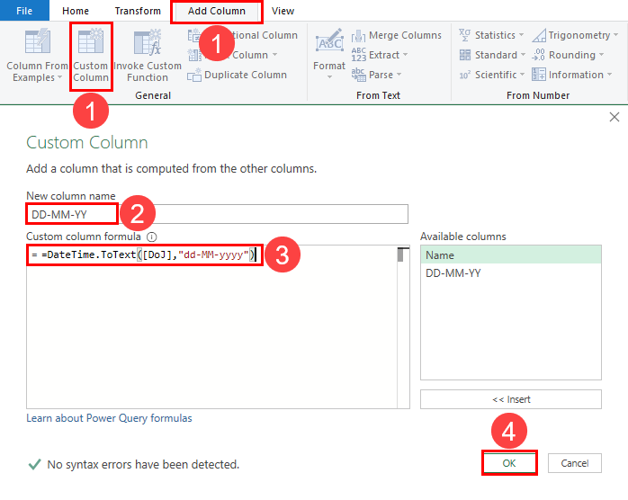 Creating a column in Power Query