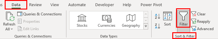 Data Sort and Filter