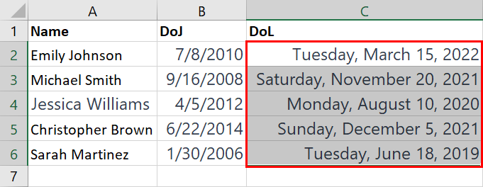 Long date format
