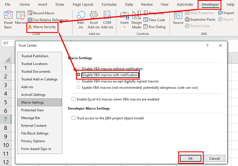 Returning Excel workbook to block VBA macros