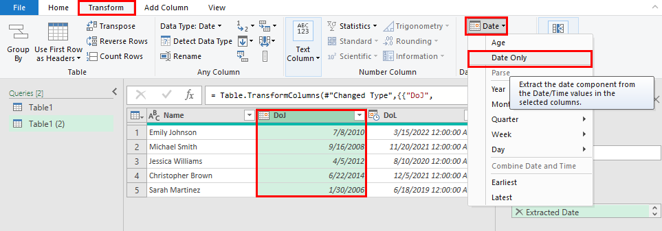 Transforming date format
