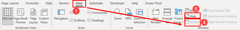 Unhiding and hiding workbooks in Excel