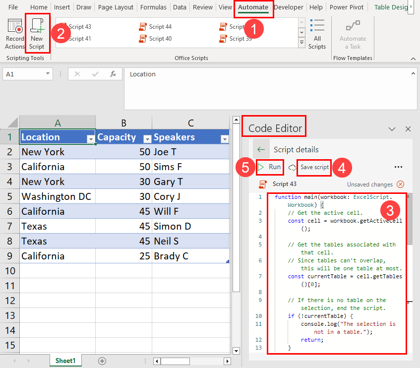 Using Office Scripts
