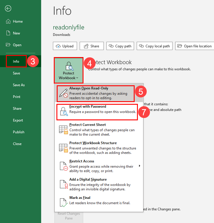 Convert Excel workbook to read only