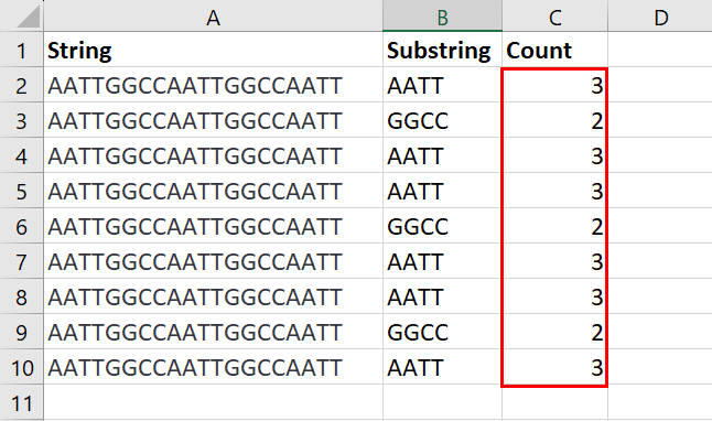 Counted substring