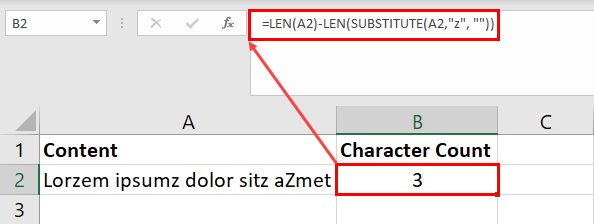Counting specific characters in Excel