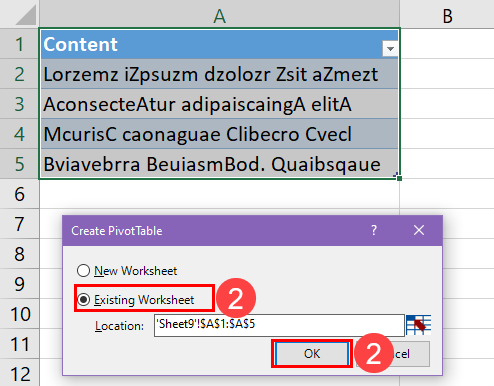 Create PivotTable