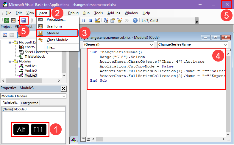 Creating a VBA script to change chart series names