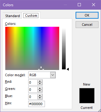 Excel custom color picker and synthesizer