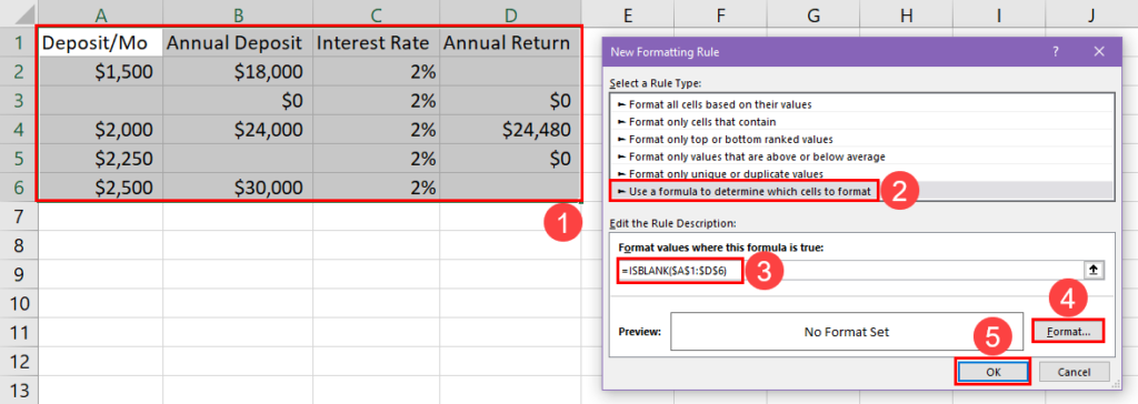 Formatting cell using a formula