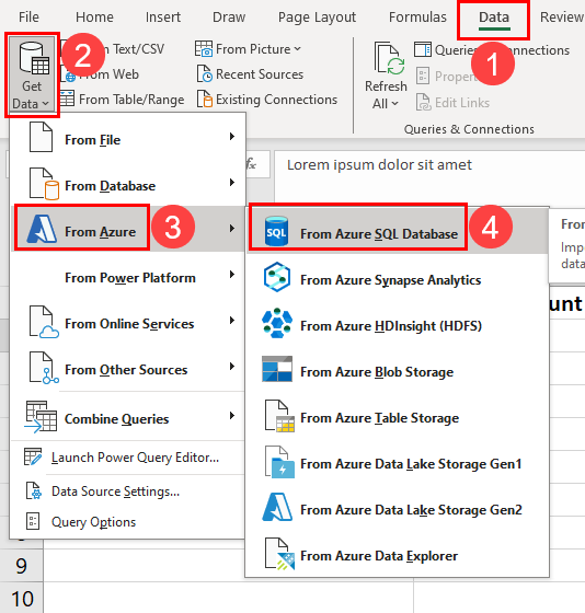 Get data from Azure