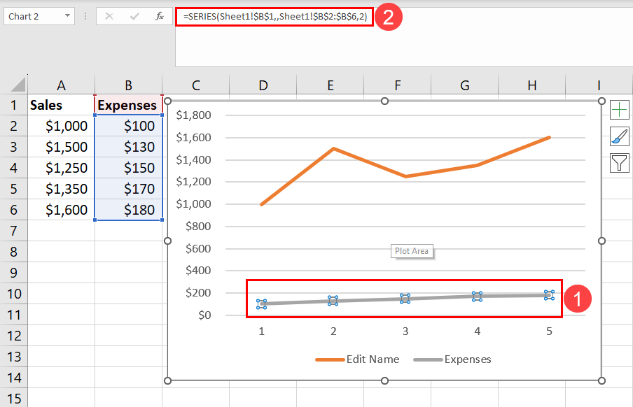 Get the series formula in formula bar