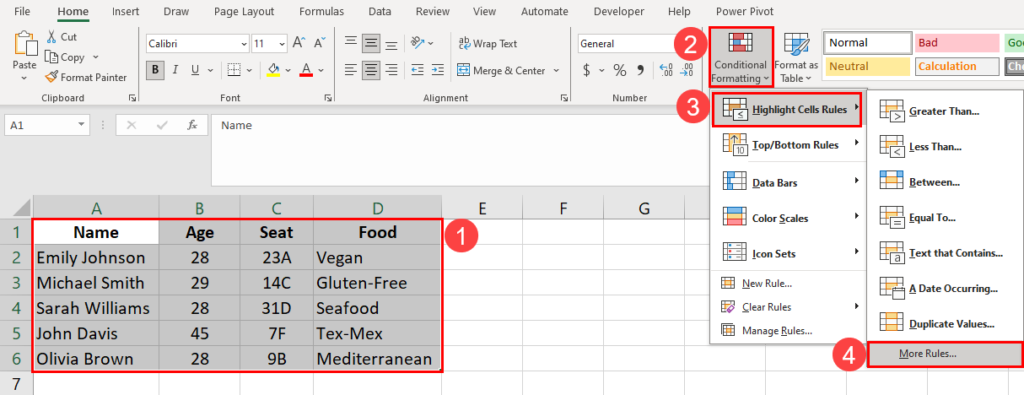 More rules Conditional Formatting