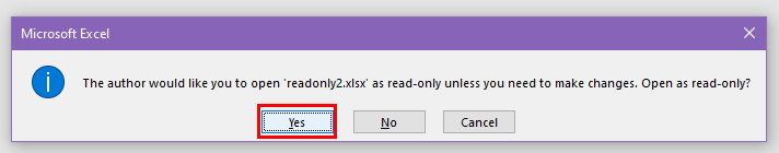 Open as read only warning