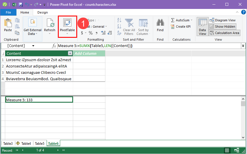 PivotTable on power pivot