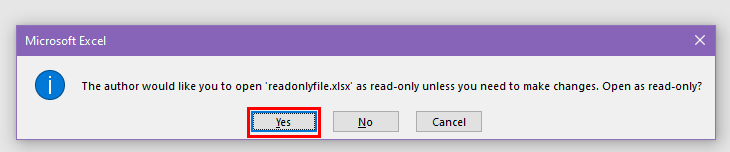 Read-only pop up