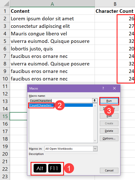 Run a VBA macro in Excel