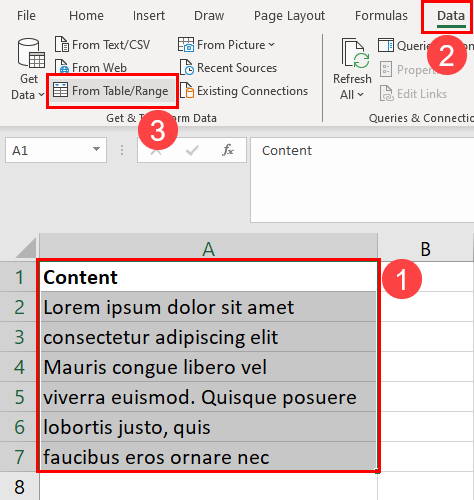 Select dataset and go to Data
