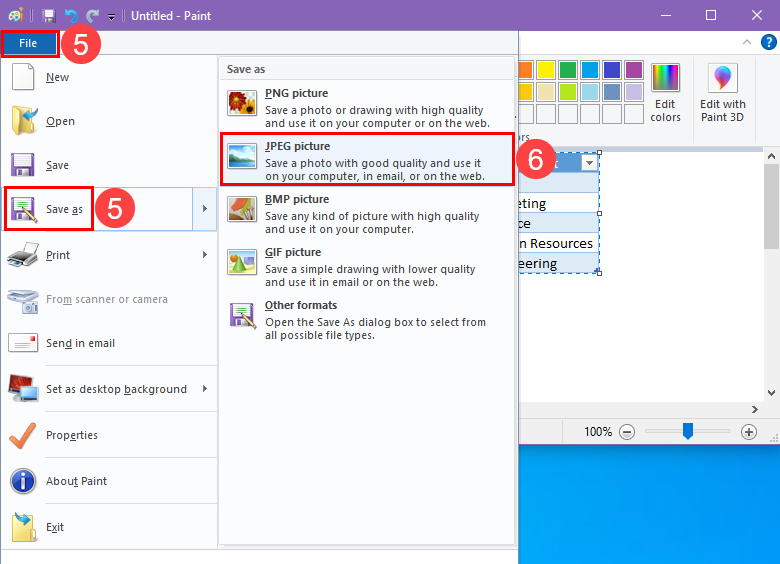Choose image file type