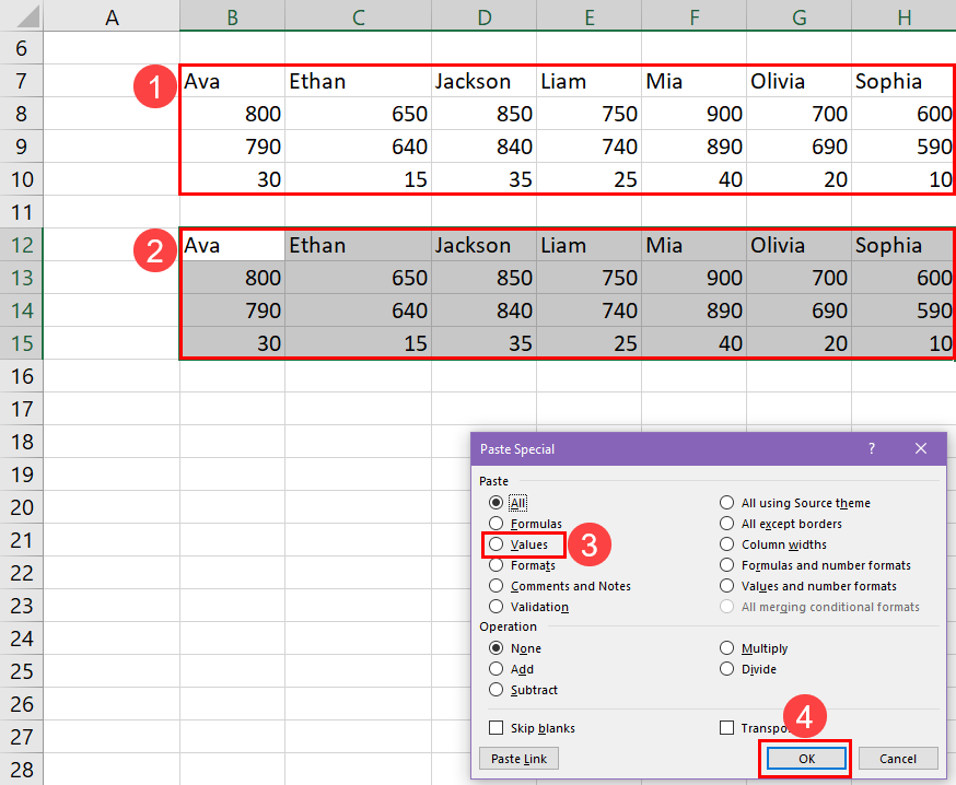 Copy and paste spill results as values