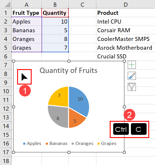 将 Excel 图表复制到 Windows 剪贴板