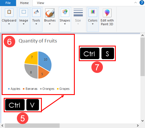 在 Paint 应用程序上复制和保存 Excel 图表