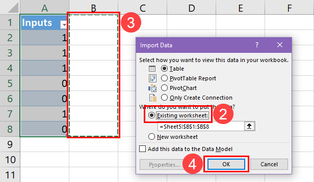 Import data to Worksheet from Power Query
