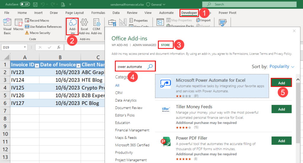 Installing Power Automate Add-in