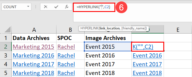 Manually delete hyperlink