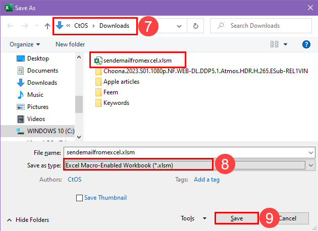 Save as XLSM file