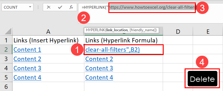 Select and delete URL or Link from Hyperlink