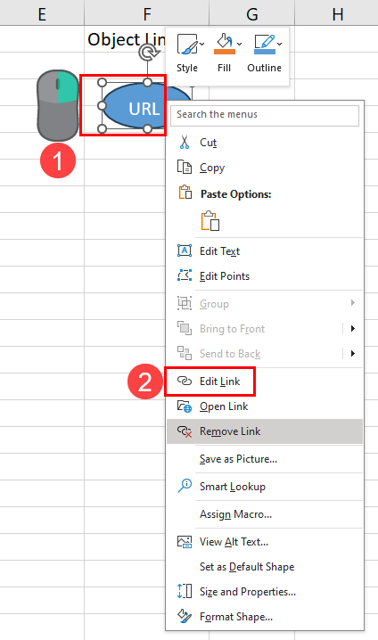 Select and right click to edit link