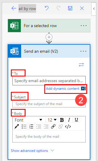Send mail action