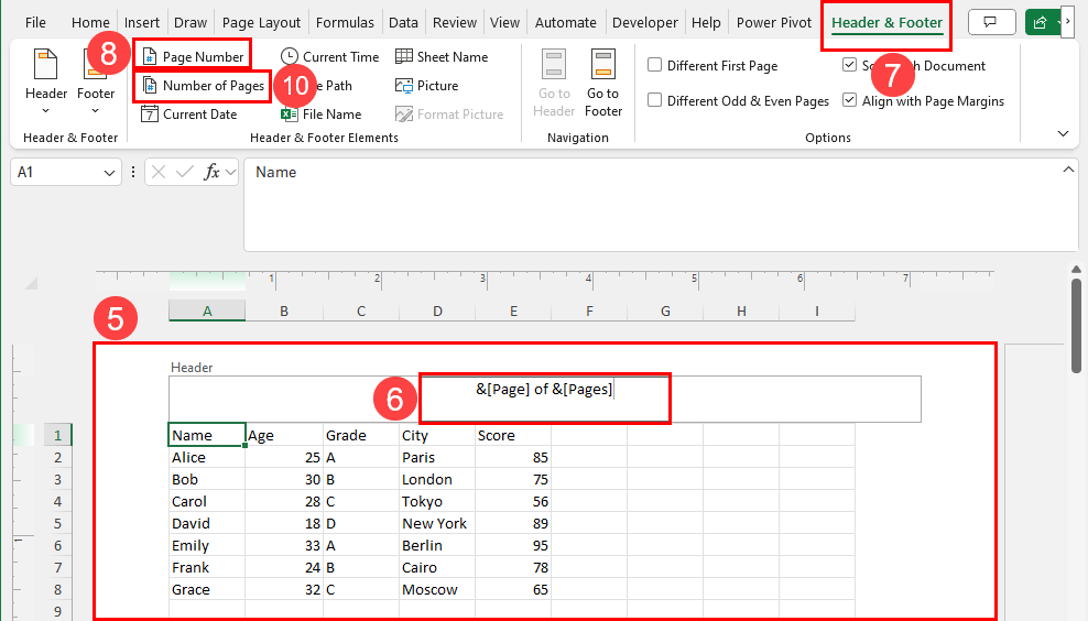 Adding page numbers and number of pages