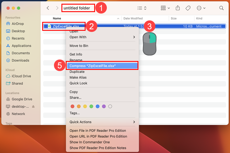 Compress Excel file on Mac